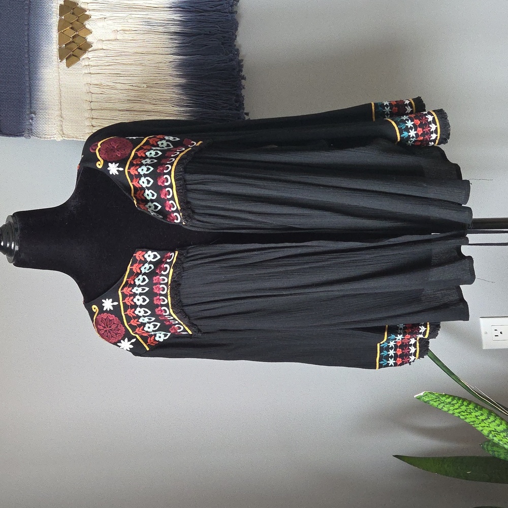Miami Boho Peasant colorful Embroidered Tassel Ties top 117